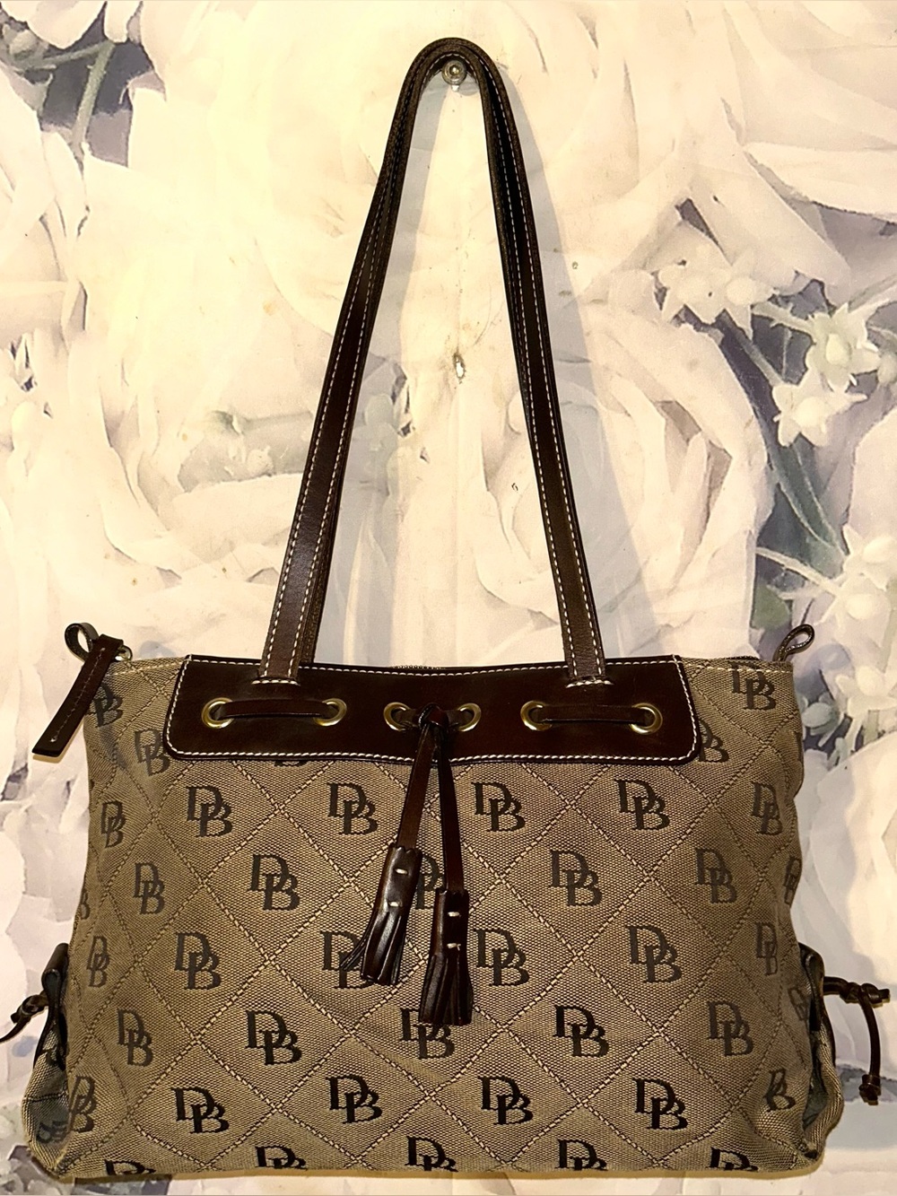 DOONEY & BOURKE Signature ZIp Tassel Tote Brown/Tan Shoulder Bag